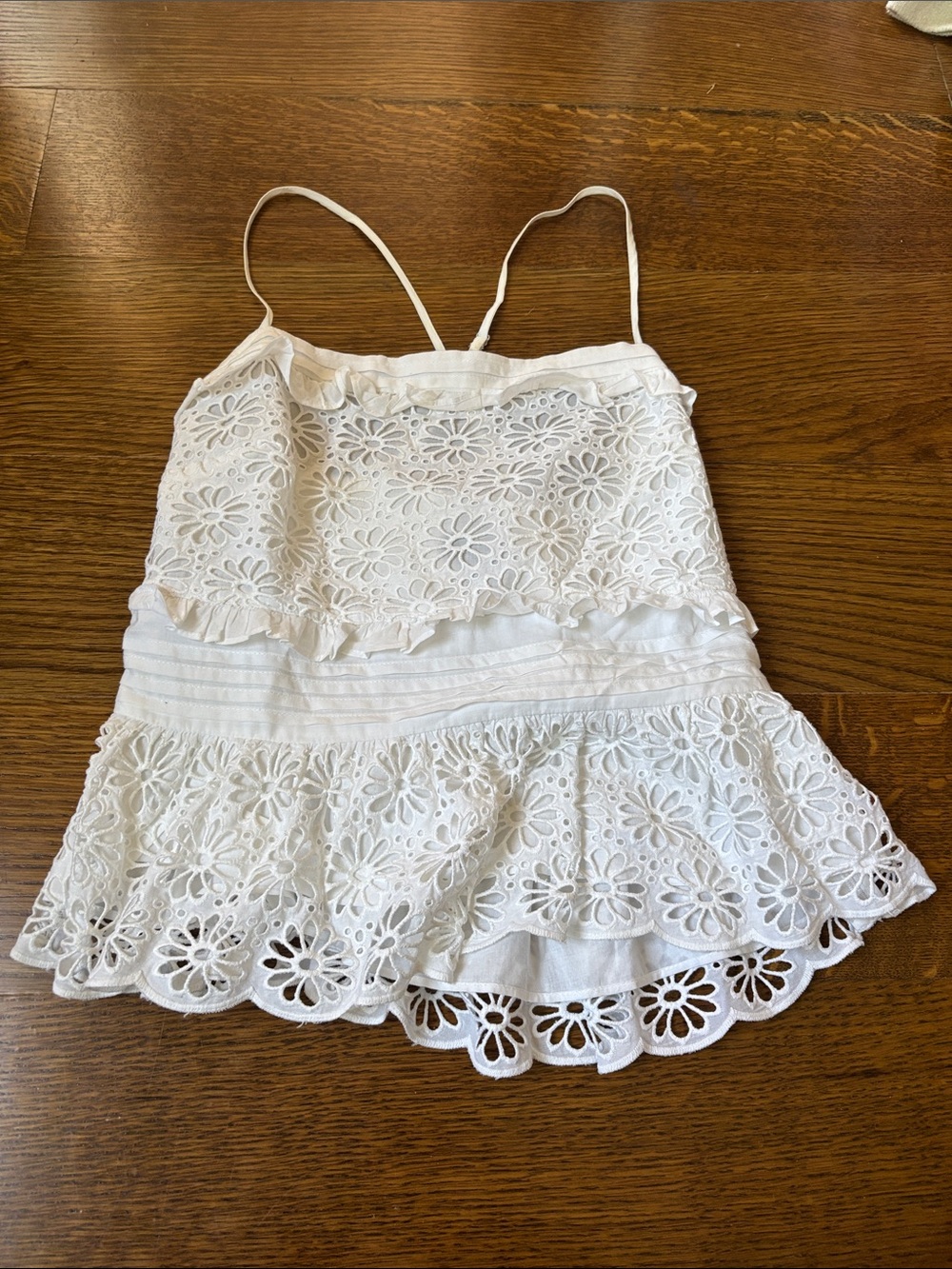 J. Crew White Eyelet Lace Spaghetti Strap Camisole